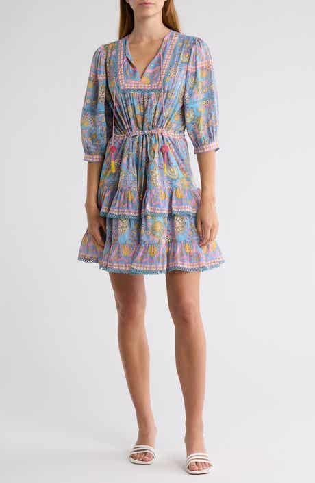 ALICIA BELL Kate Tiered Cotton & Silk Cover-Up Minidress