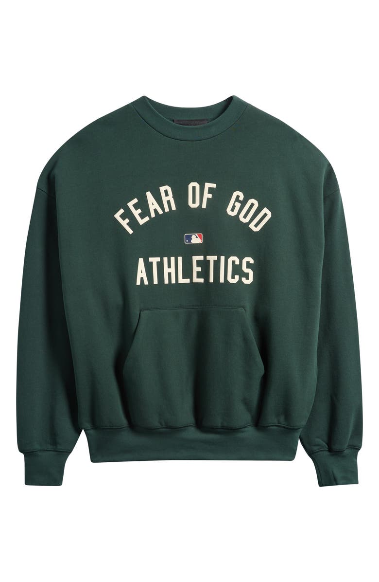 Fear of God Essentials Athletics Sports Fit Crewneck Cotton Sweatshirt, Alternate, color, Green