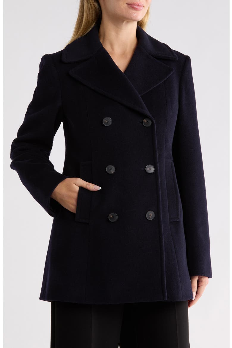 Wool Blend Peacoat, Main, color, NAVY