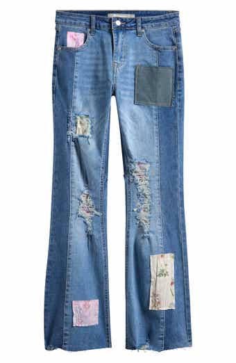 Kids' Ripped Floral Patch Flare Jeans