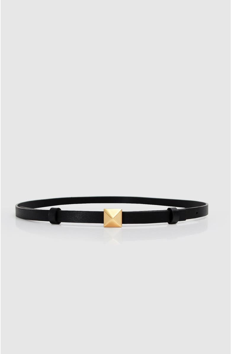 Belle & Bloom Cleopatra Pyramid Stud Leather Belt, Main, color, Black