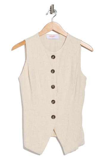 Renee C Button Front Vest In Neutral