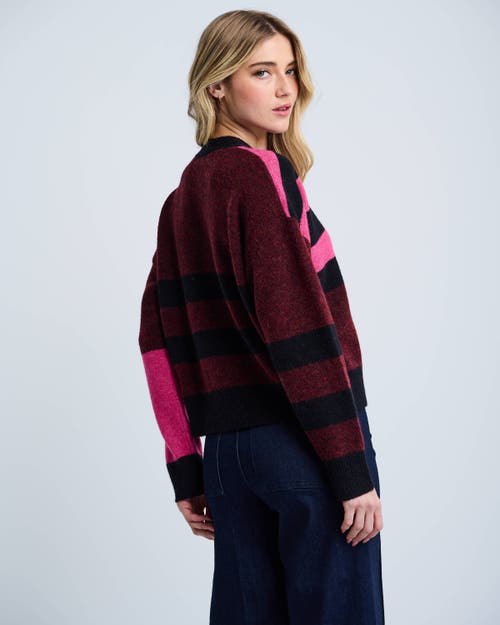 Lisa Todd The Graduate Striped Cardigan In Burgundy