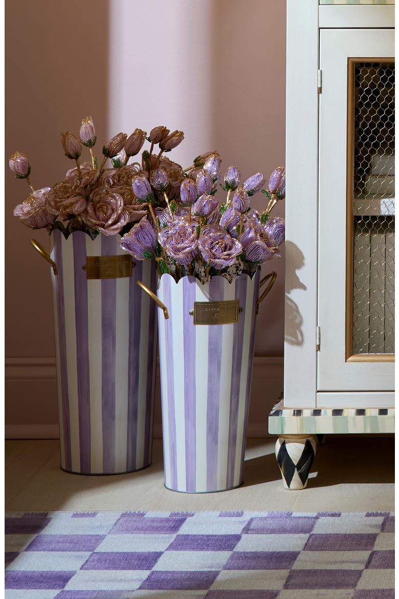 Violet Stripe Set of 3 Flower Buckets, Alternate, color, VIOLET