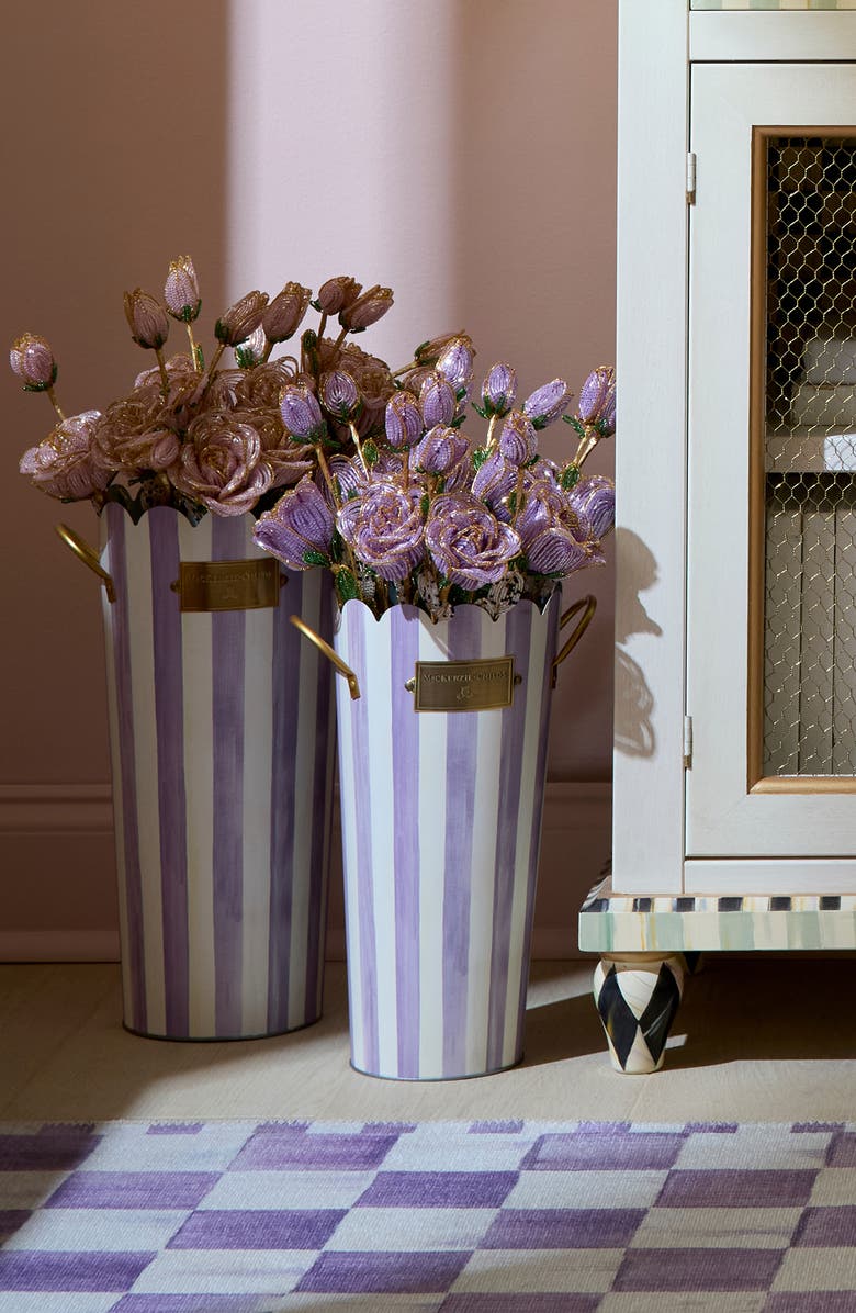 MACKENZIE CHILDS Violet Stripe Set of 3 Flower Buckets, Alternate, color, Violet
