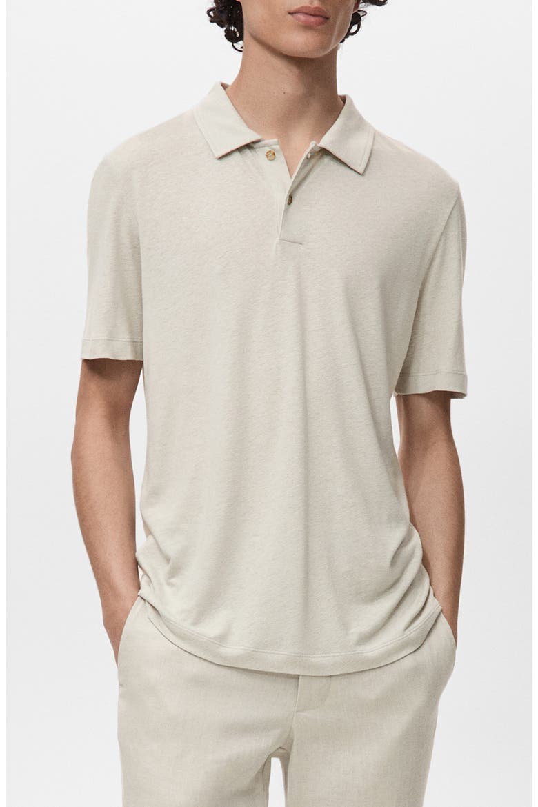 Slim Fit Linen Blend Jersey Polo, Main, color, ICE GREY