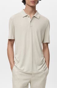 MANGO Slim Fit Linen Blend Jersey Polo