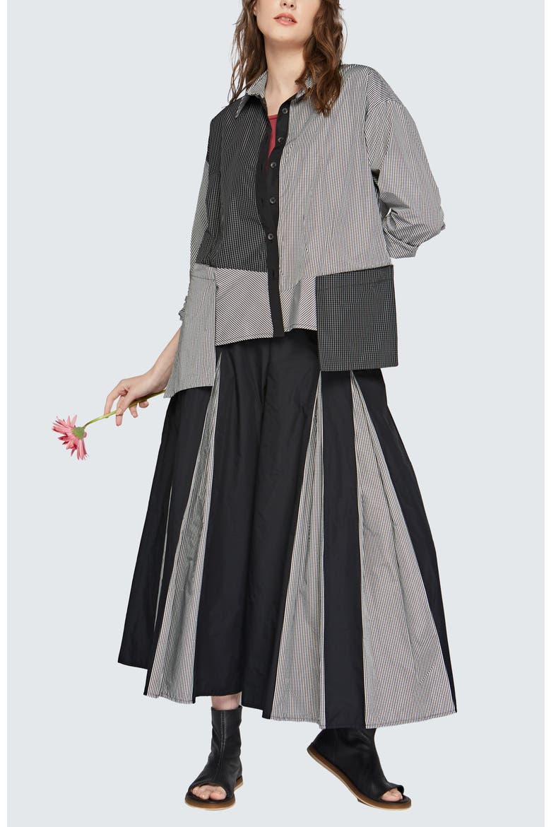 Cleo Checkered Memory Taffeta Shirt, Alternate, color, Black