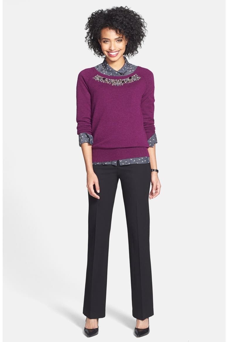 Stretch Ponte Knit Trousers, Alternate, color, BLACK