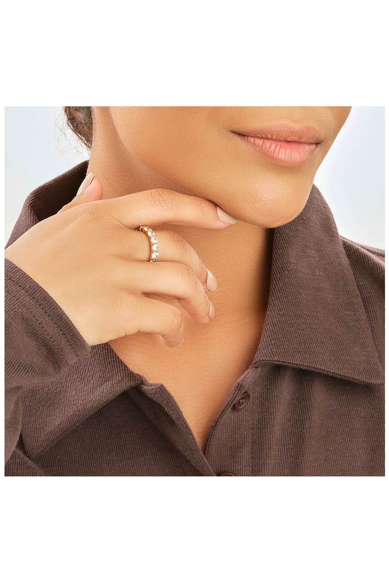14K Gold Plated Sterling Silver Cubic Zirconia Eternity Ring, Alternate, color, GOLD
