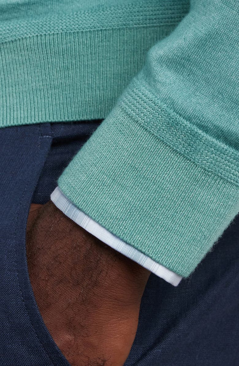 David Donahue Skipper Merino Wool Blend Quarter Zip Sweater, Alternate, color, Beach Glass