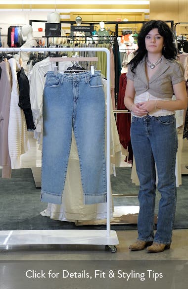 Cuffed High Waist Straight Leg Jeans