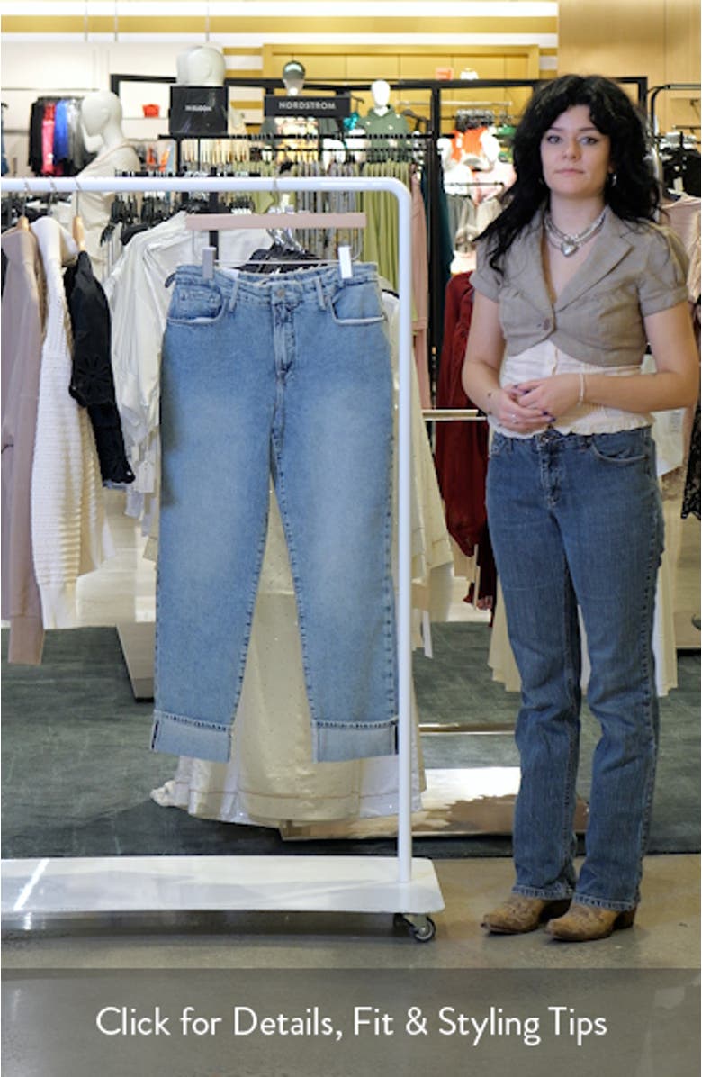 Cuffed High Waist Straight Leg Jeans