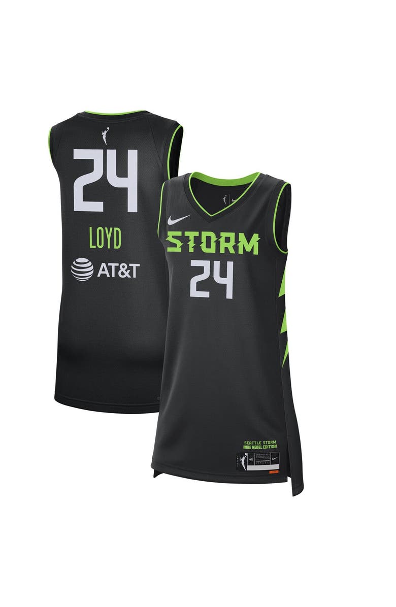 Nike Unisex Nike Jewell Loyd Black Seattle Storm 2024 Rebel Edition Player Jersey, Main, color, 
