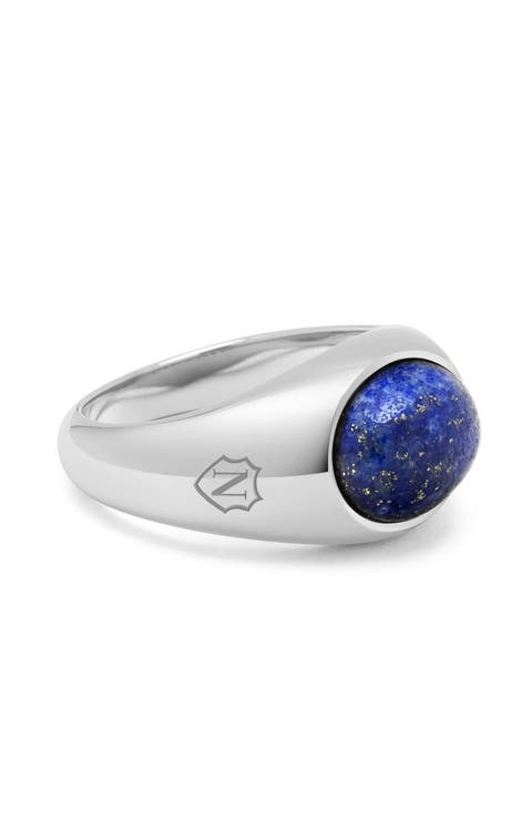 Oval Signet Ring With Lapis