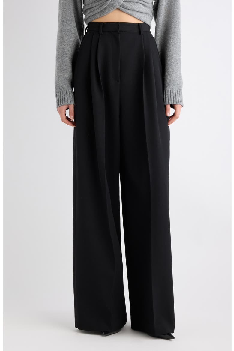 Wide Leg Wool Trousers, Main, color, 1000 BLACK