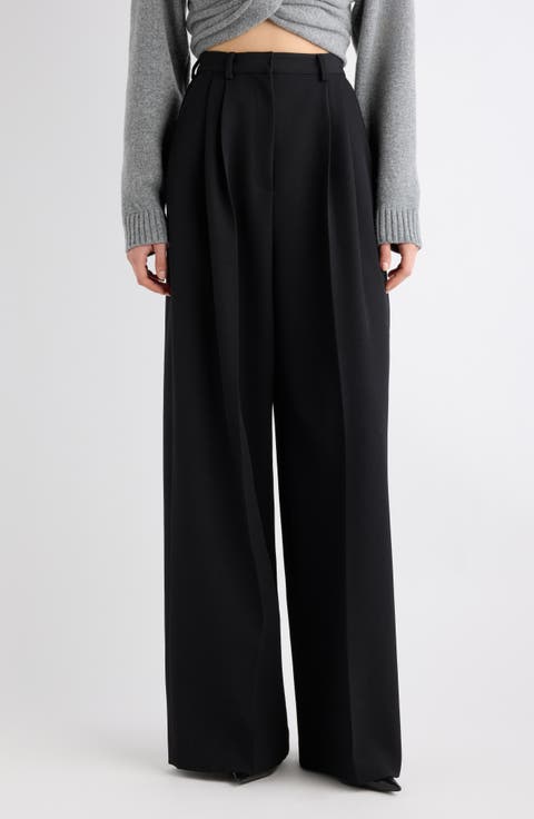 Wide Leg Wool Trousers
