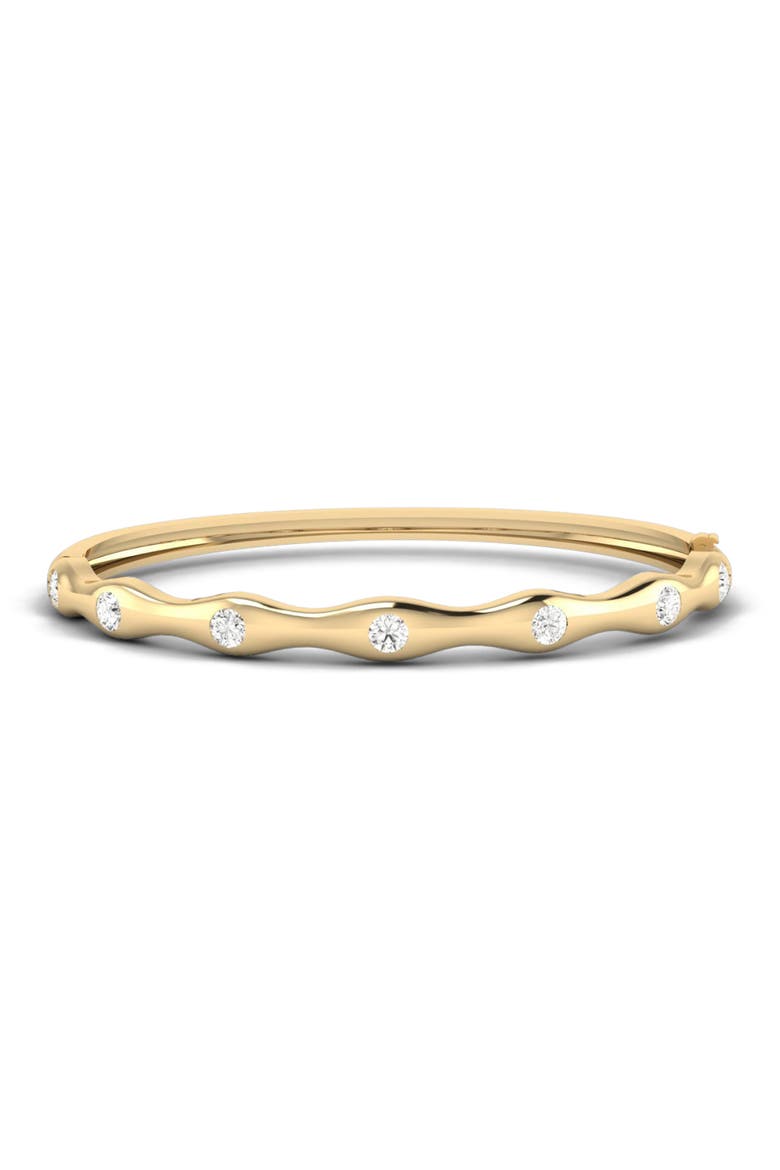 Ripple Edge Inlay Bangle Lab Diamond in 14K Gold, Main, color, Yellow Gold