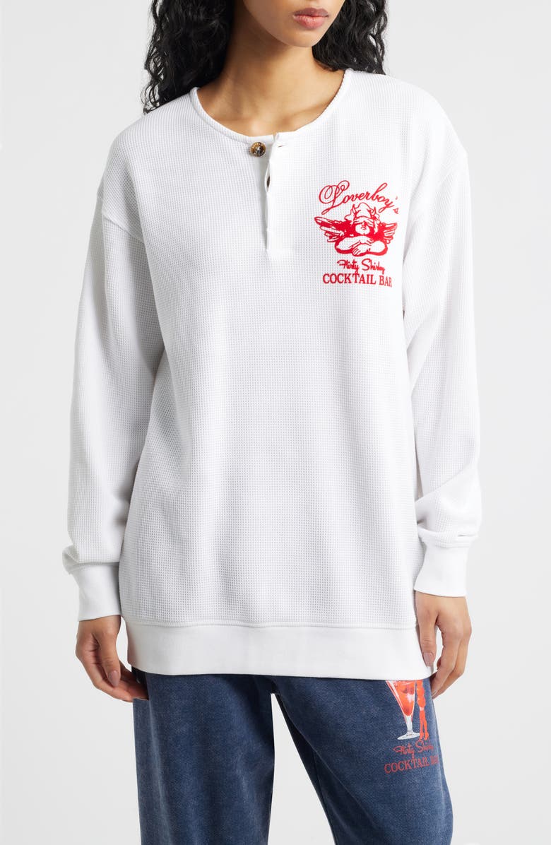 BOYS LIE Loverboy Graphic Waffle Henley, Main, color, White