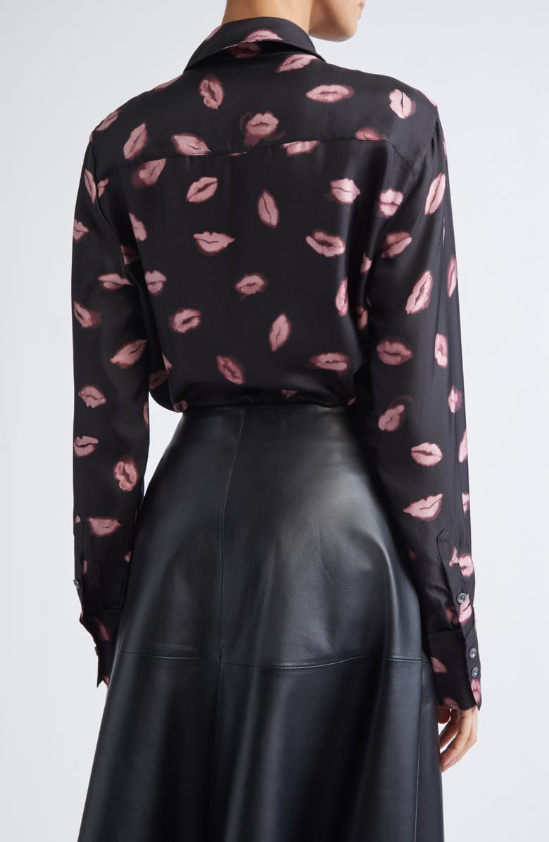 Altuzarra Chika Kisses Print Silk Chiffon Button-Up Shirt, Alternate, color, 