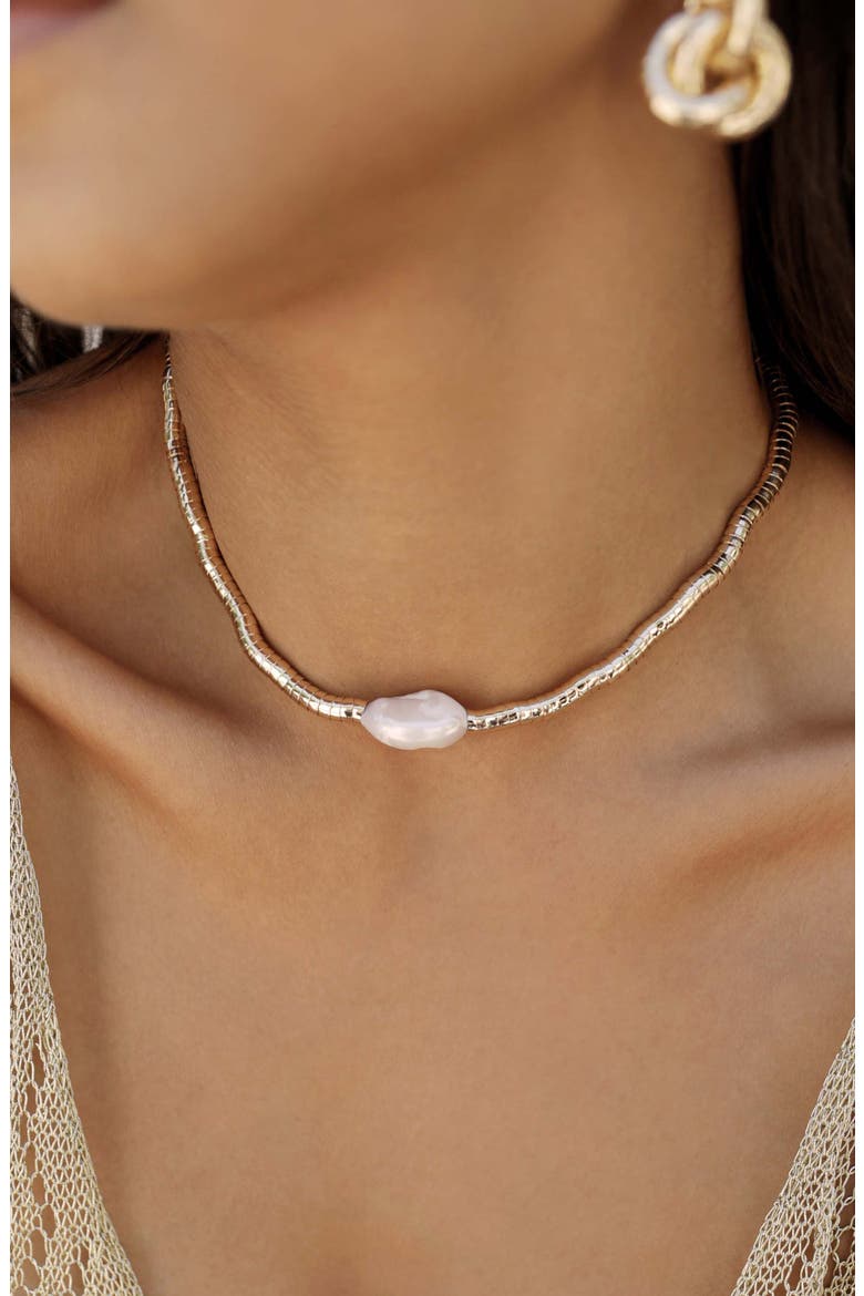 Cultured Freshwater Pearl Choker Necklace, Alternate, color, GOLD