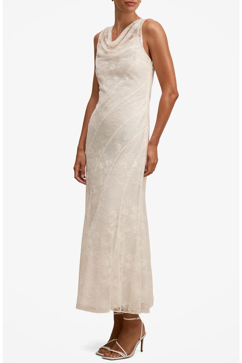Jenna Paneled Lace Midi Dress, Alternate, color, ECRU