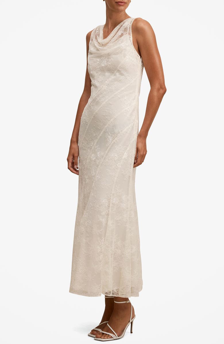 Ever New Jenna Paneled Lace Midi Dress, Alternate, color, Ecru