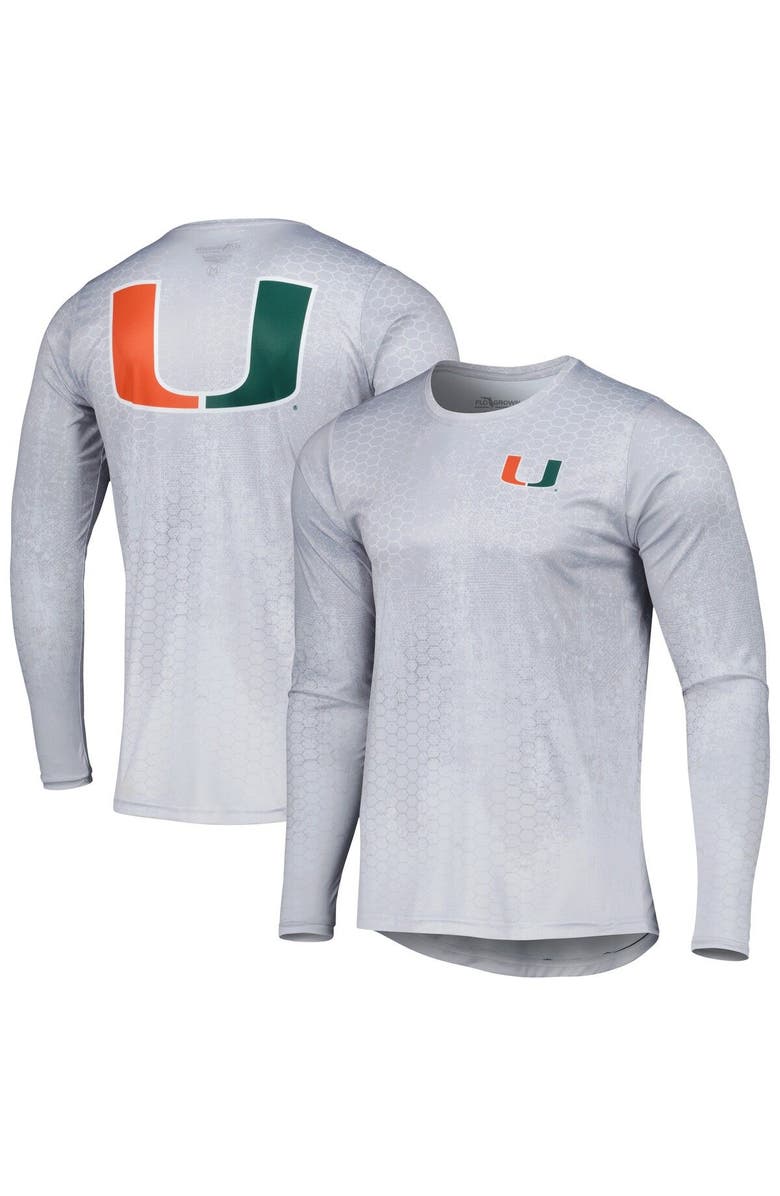 FLOGROWN Men's Gray Miami Hurricanes Hydro Camo Long Sleeve T-Shirt, Main, color, 