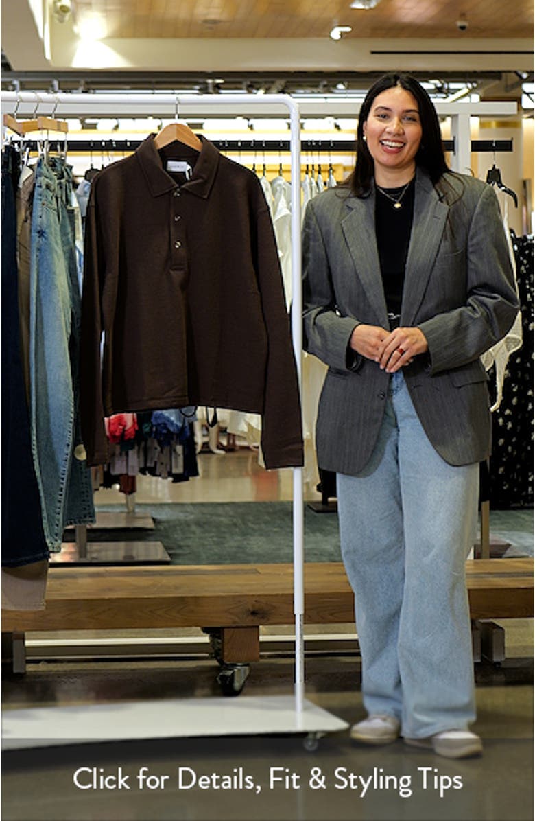 Waffle Knit Boxy Polo Sweatshirt, sales video thumbnail