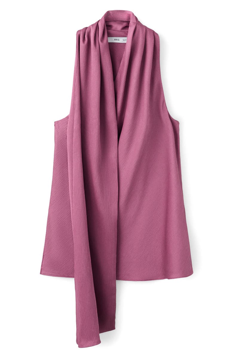 MANGO Scarf Crinkle Satin Top, Alternate, color, Light/ Pastel Purple