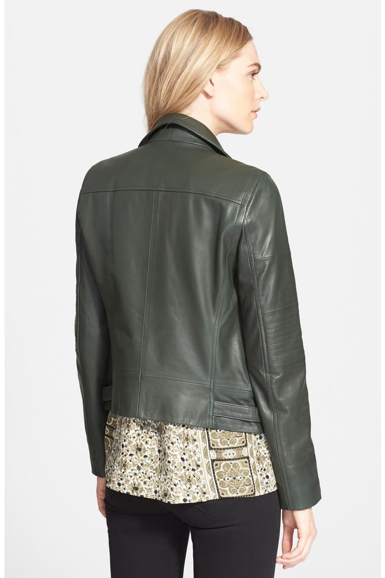 'Luna' Leather Moto Jacket, Alternate, color, GREEN