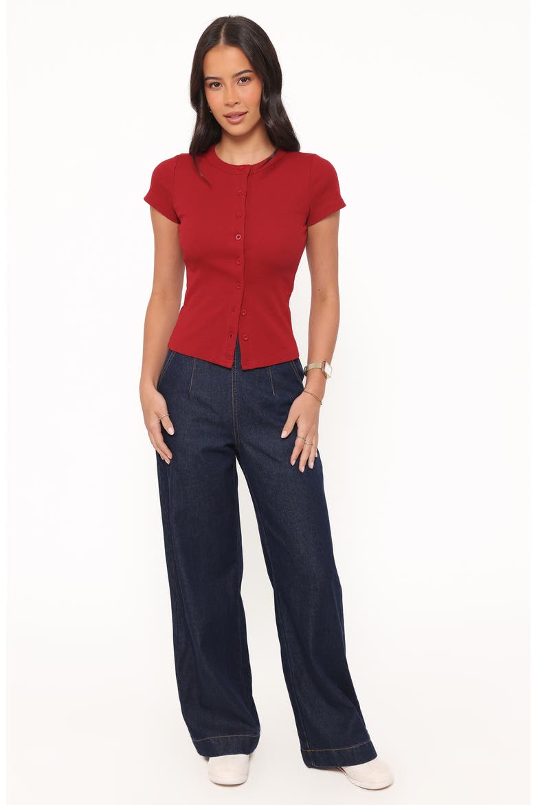 Tylarah Short Sleeve Rib Cardigan, Alternate, color, RED