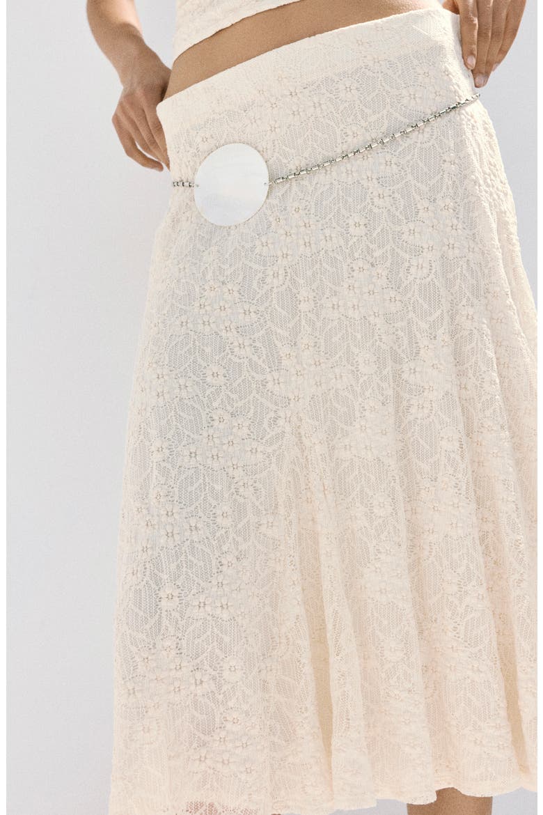 Marta Lace Midi Skirt, Main, color, OFF WHITE