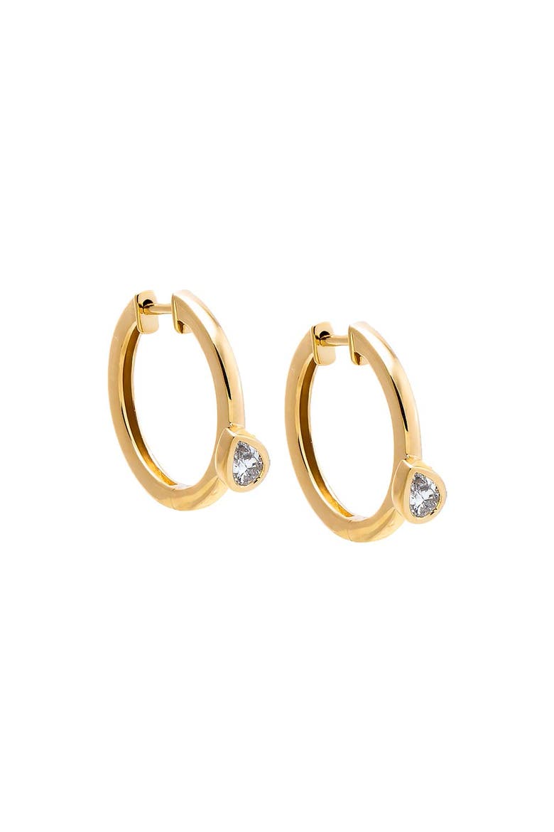 Lab Grown Diamond Pear Sideway Accented Huggie Earring 14K, Main, color, 14K Gold
