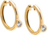 BY ADINA EDEN Lab Grown Diamond Pear Sideway Accented Huggie Earring 14K