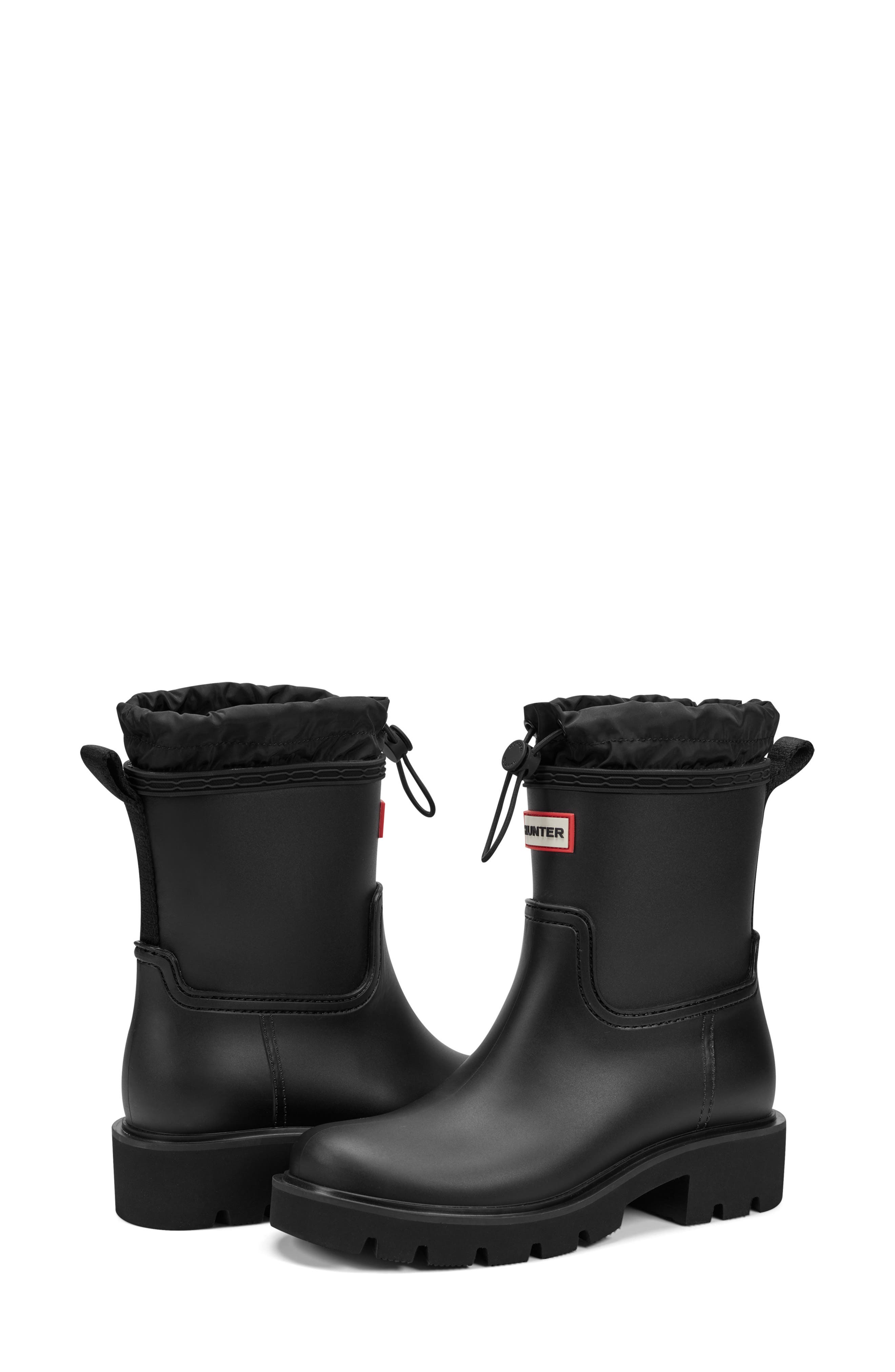 Hunter Cillian Lug Sole Bootie, Alternate, color, Black/Black