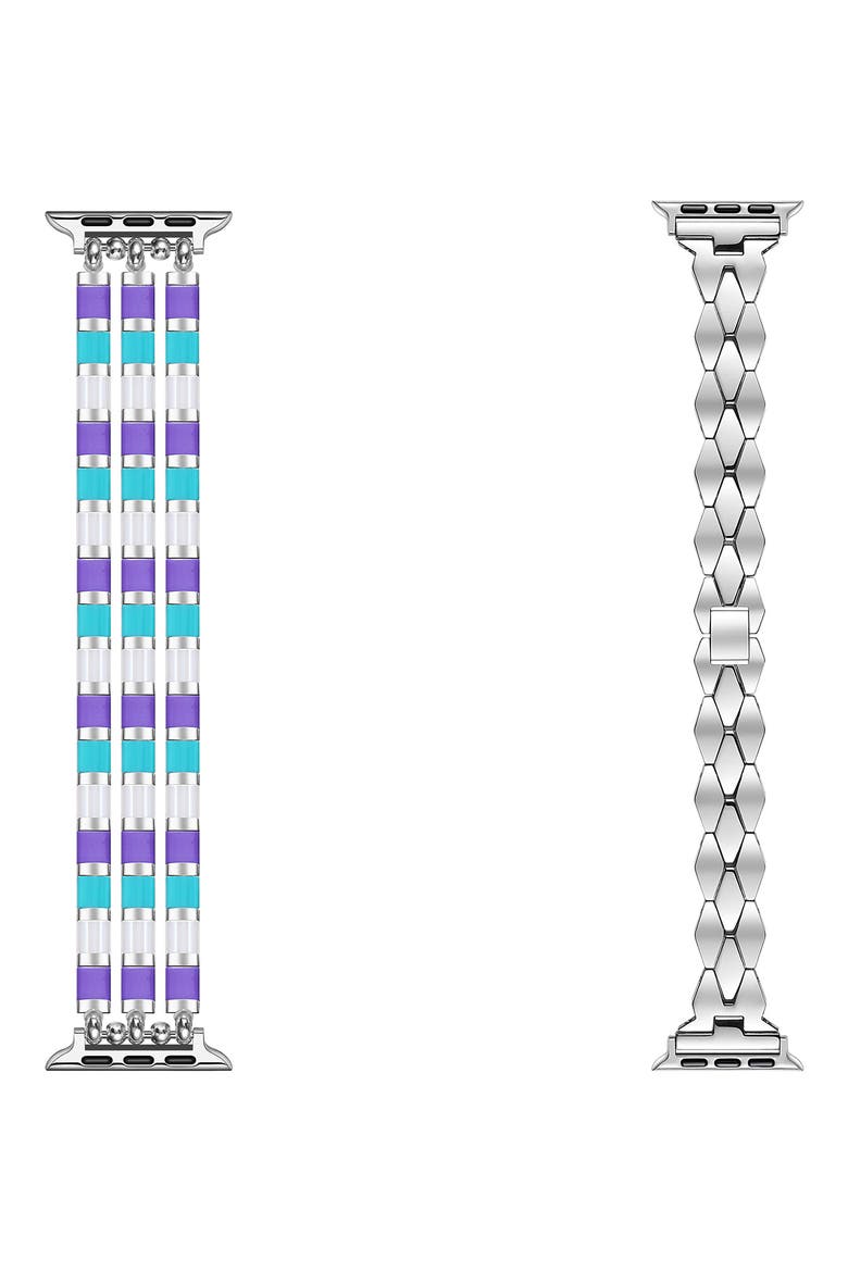 Ava Set of 2 Bracelet Watchbands, Alternate, color, SILVER
