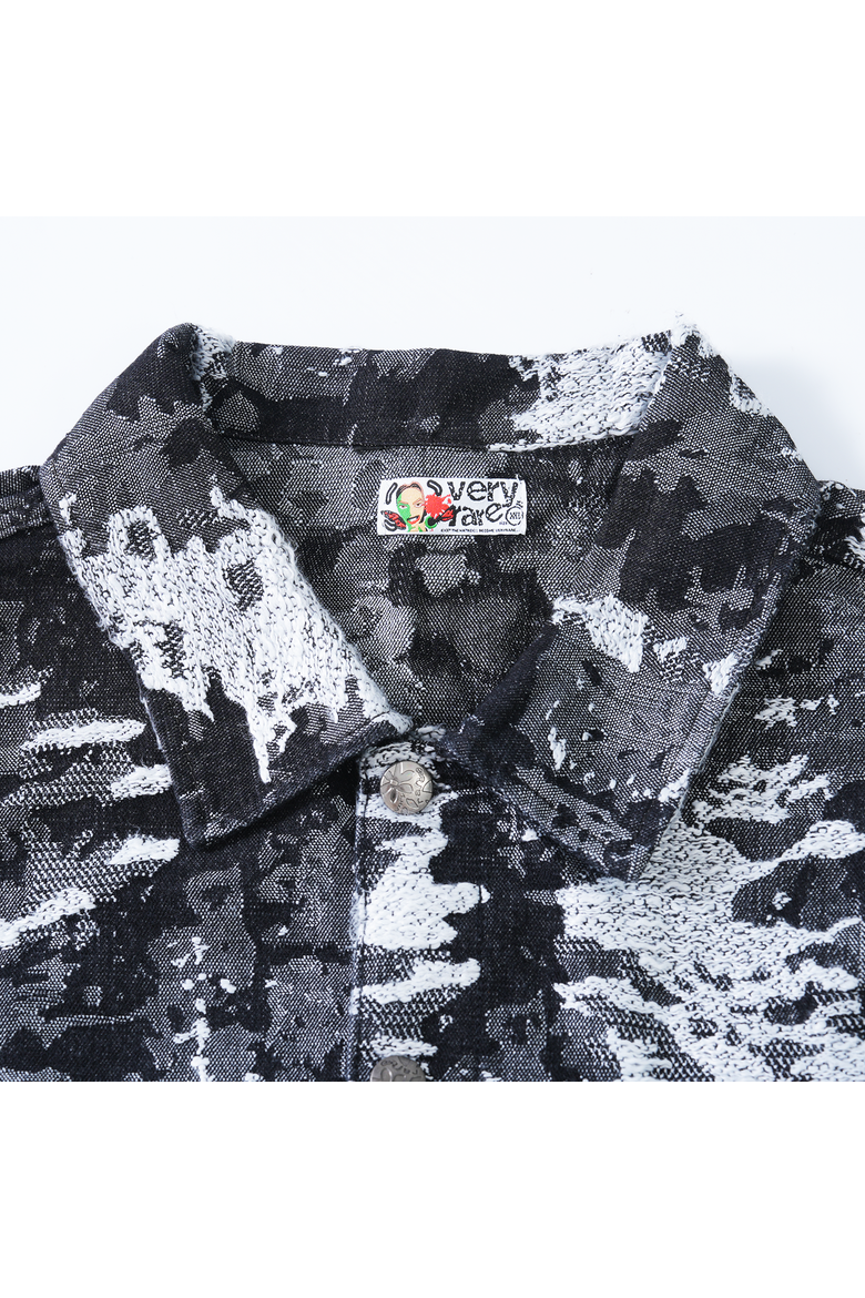 Devil Slayer Camo Jacquard Trucker Jacket, Alternate, color, BLACK