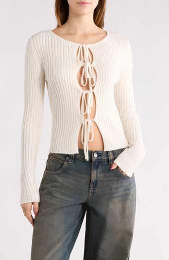 PacSun Margot Tie Front Rib Sweater