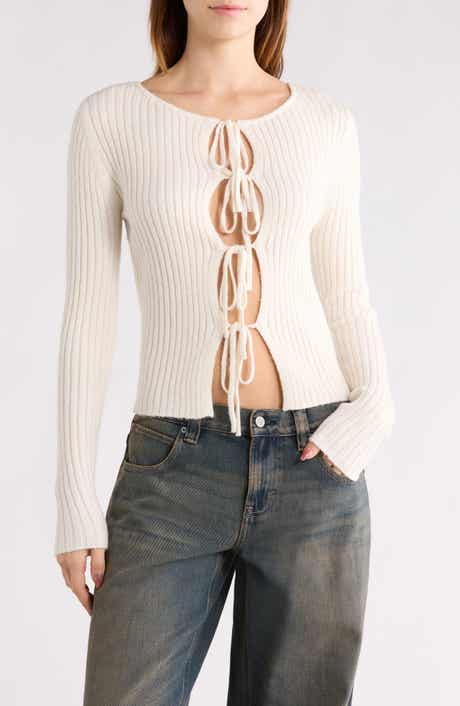 PacSun Margot Tie Front Rib Sweater