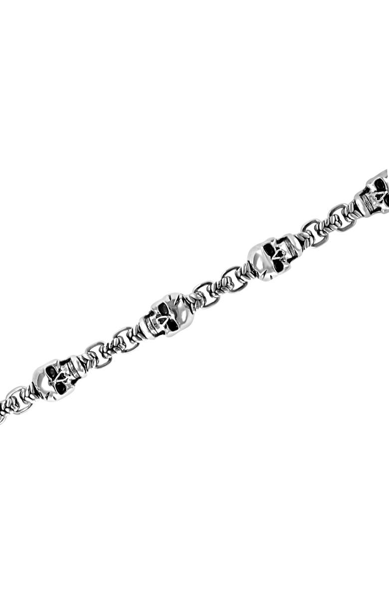 EFFY Sterling Silver Skull Station Chain Bracelet, Alternate, color, 