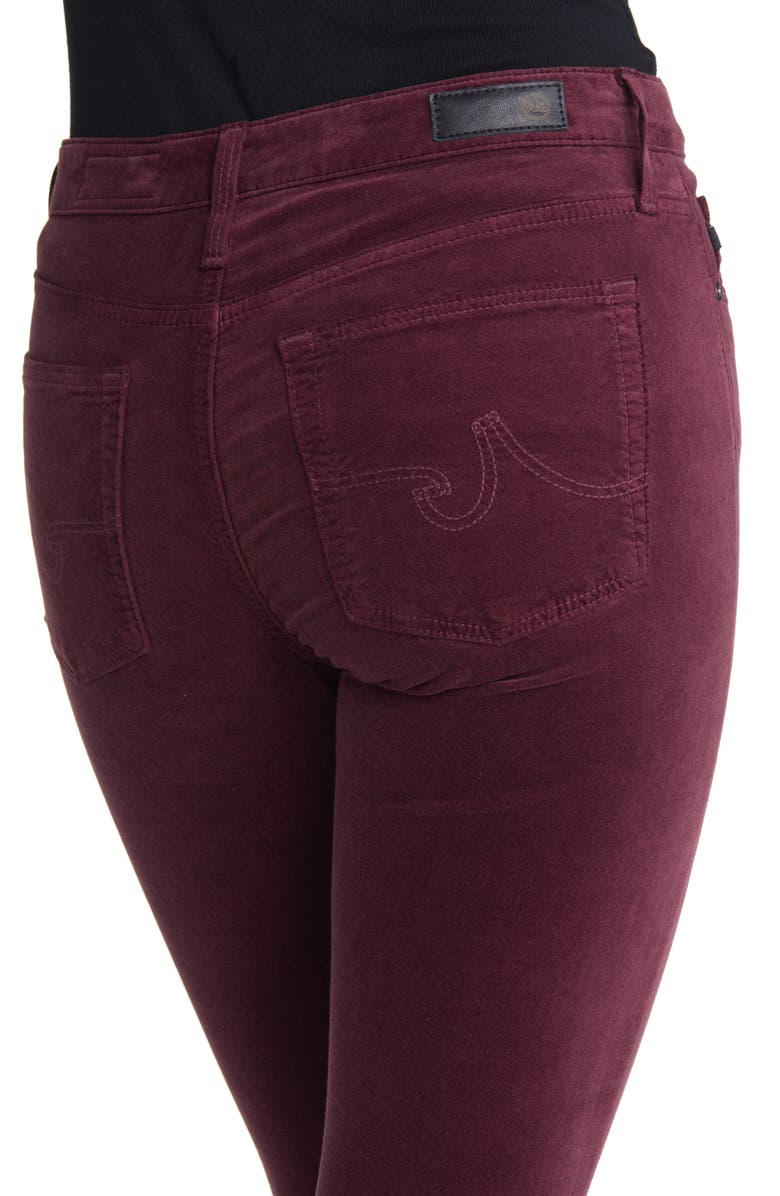 AG The Farrah High Waist Velvet Jeans, Alternate, color, Maroon Peak