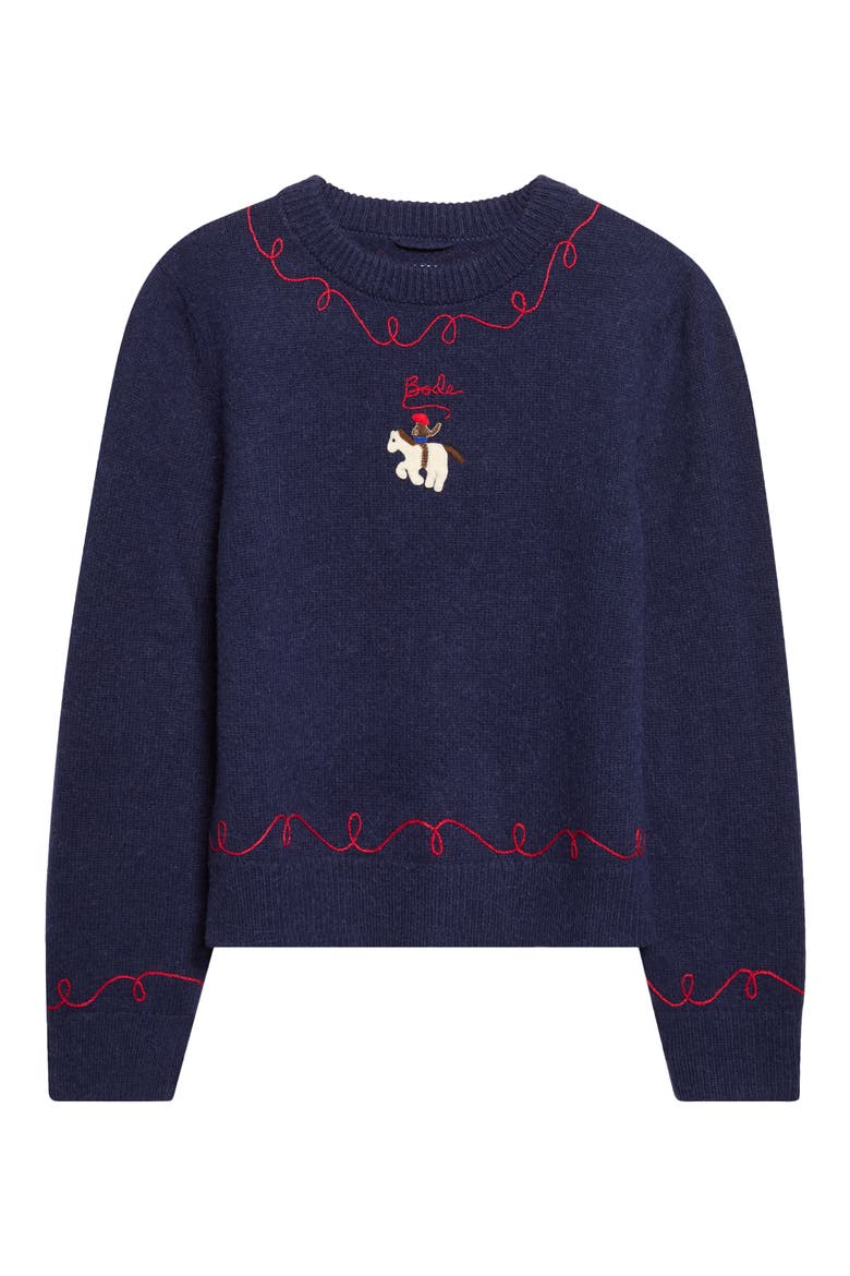 Cowboy Appliqué Alpaca & Merino Wool Sweater, Main, color, NAVY