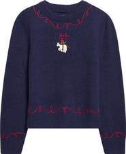 Bode Cowboy Appliqué Alpaca & Merino Wool Sweater