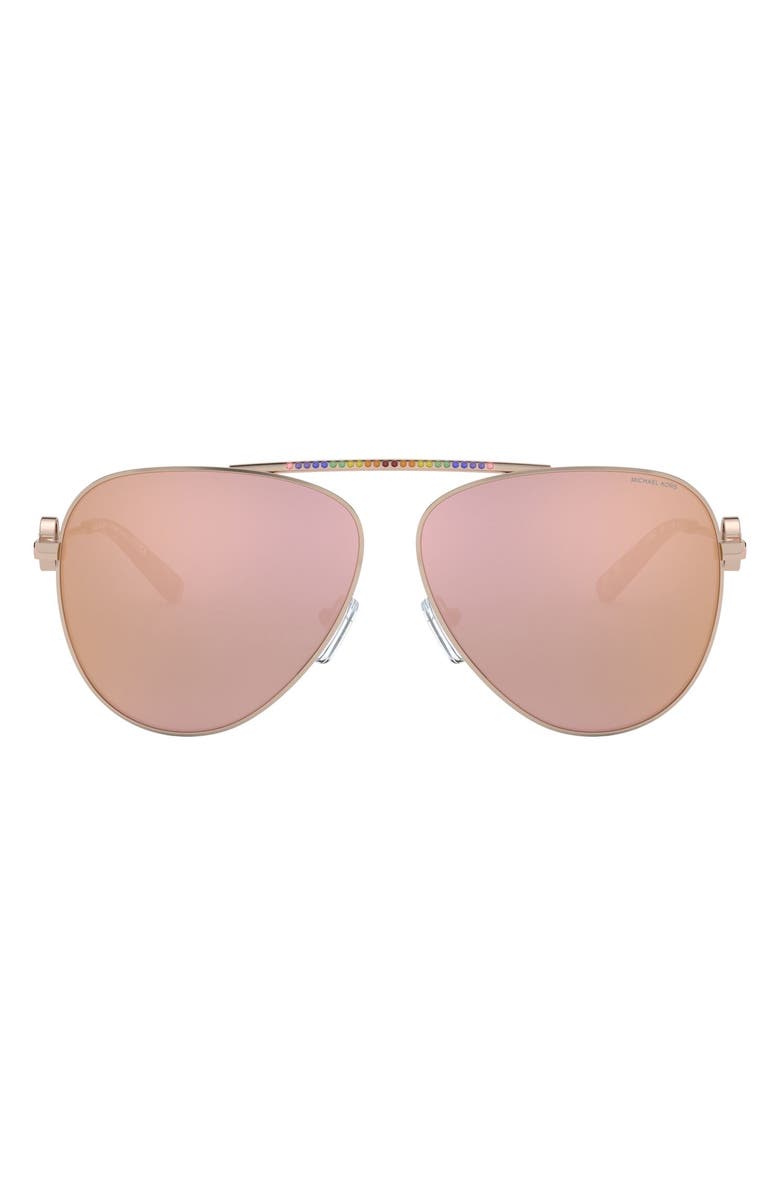 Michael Kors 59mm Aviator Sunglasses, Main, color, Rose Gold
