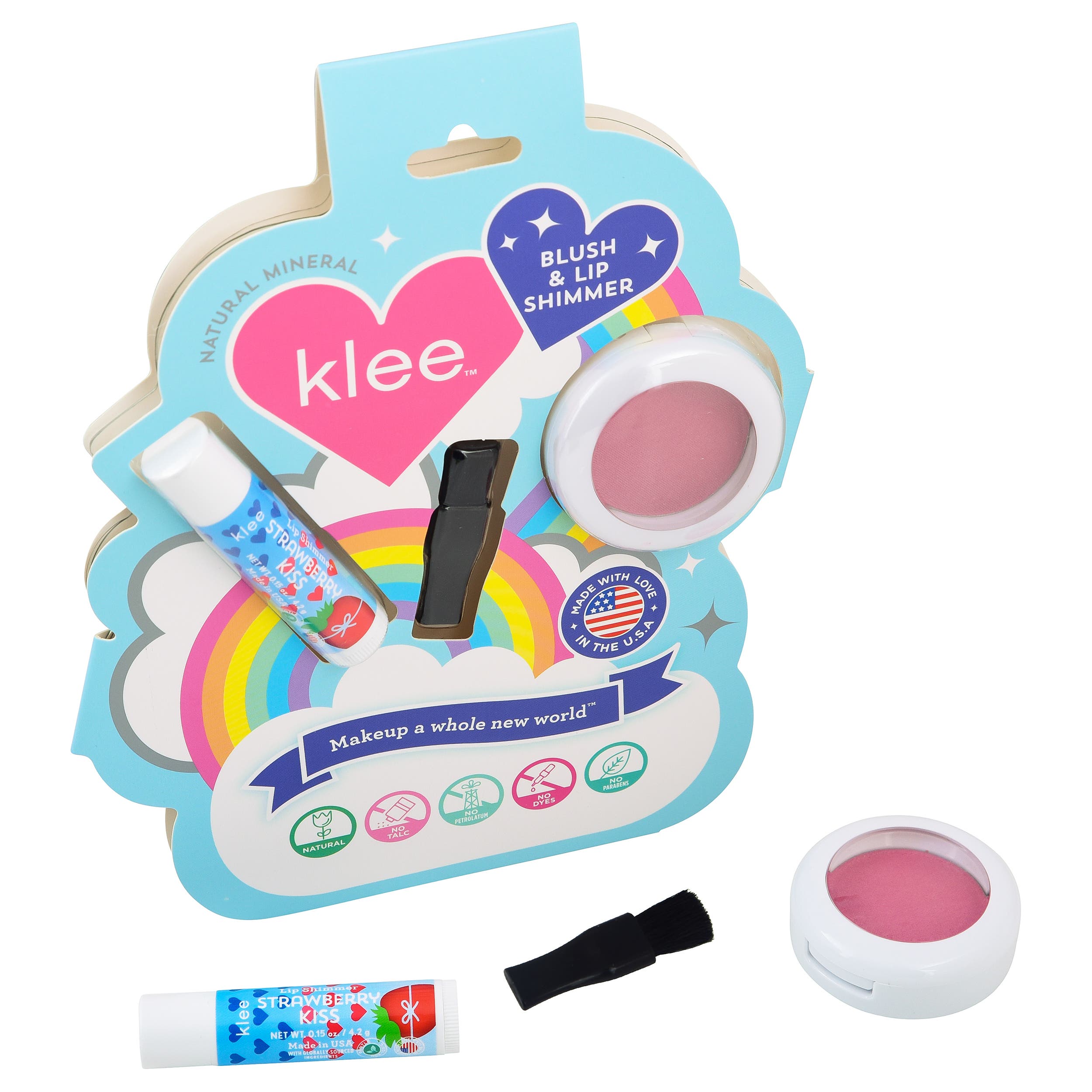 Klee Naturals Sweet Cherry Spark - Kids' Blush and Lip Shimmer Set in Rich Pink 