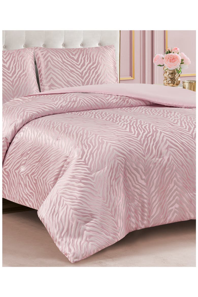 Glam Zebra Comforter & Sham Set, Alternate, color, PINK ZEBRA