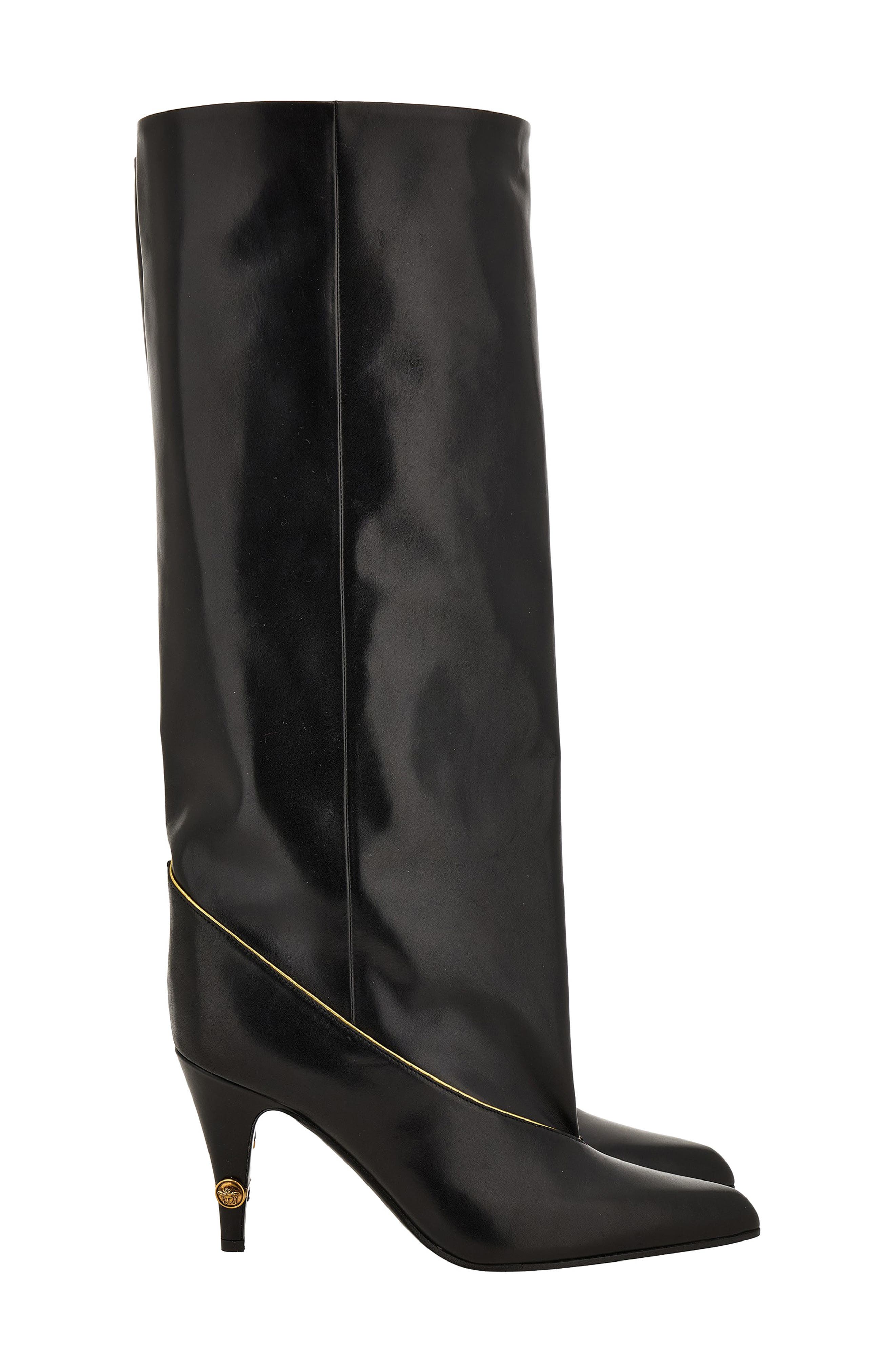 Knee High Boot, Alternate, color, BLACK-GOLD 82