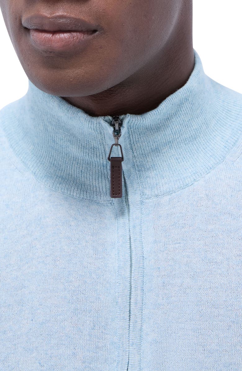 Bugatchi Quarter Zip Cotton & Cashmere Pullover, Alternate, color, Celadon
