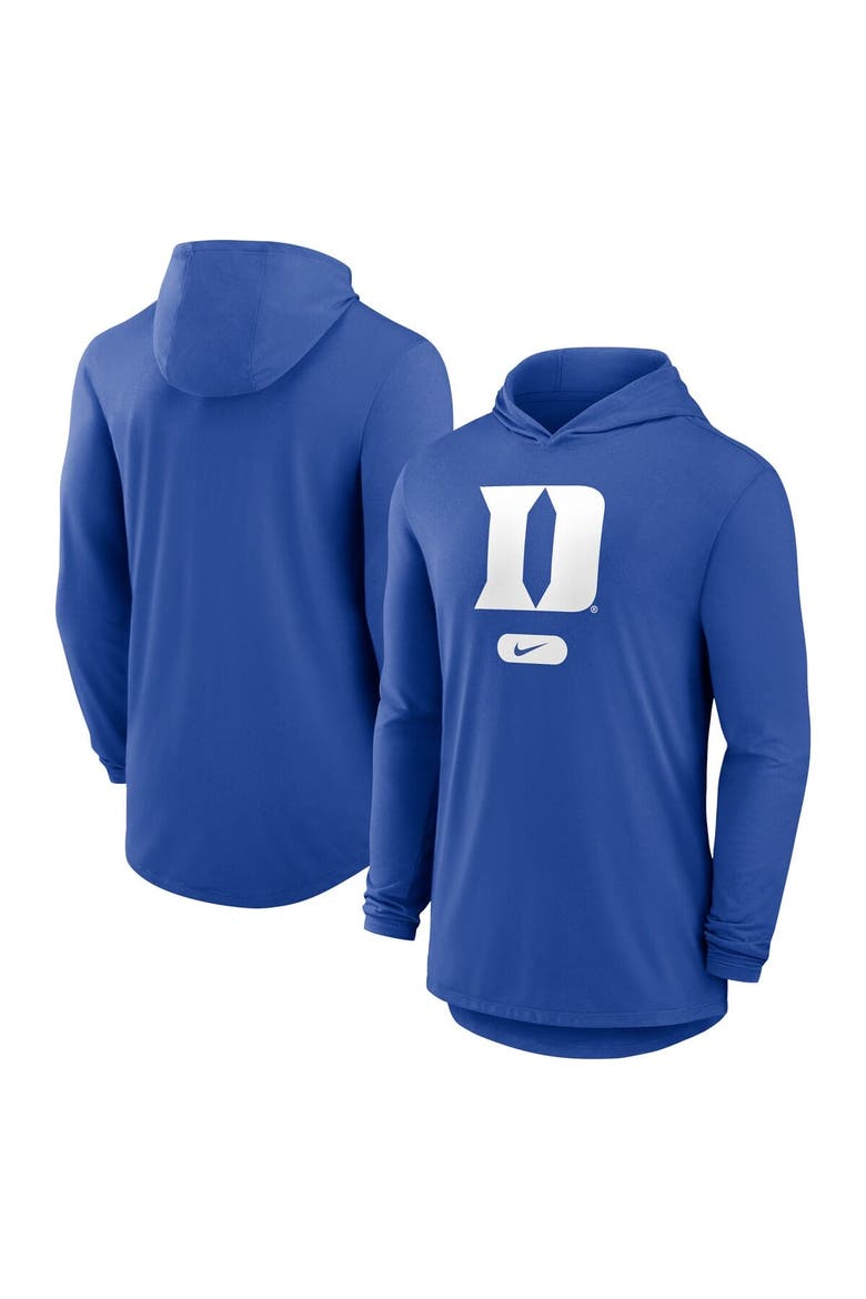Men's Nike Royal Duke Blue Devils Lightweight Performance Long Sleeve Hoodie T-Shirt, Main, color, Royal